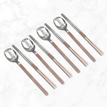 윌리브 국산 304스텐 드고아 세라믹 수저세트, 초콜릿, 숟가락 2p + 젓가락 2p