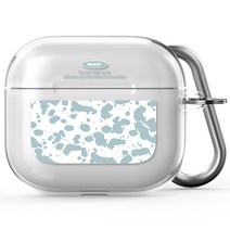 누아트 마블잉크패턴 디자인 투명케이스, 에어팟3세대, 마블잉크패턴소프트블루