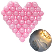 리빙다 하트 풍선 만들기 반딧불 전구 세트, 핑크, 1세트