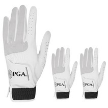 PGA 2102F 여성용 합피 골프장갑 왼손용 3p, 화이트