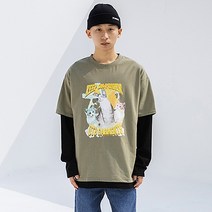 QT8 GARMENTS 남성용 DA Wild Cat Layered Tee