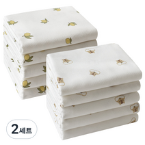 베이비앤아이 유아용 소프트 사각 천 기저귀 2종 x 5매 세트, 라미, 모과, 2세트