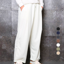 팬츠하우스 남여공용 핀턱 와이드핏 링클프리 밴딩 슬랙스 923