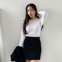 투데이앤룩 여성용 데일리 쫀쫀한 슬림핏 긴팔 레이어드 티셔츠