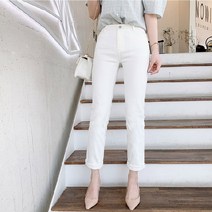 오키 여성용 스판 코튼 일자팬츠