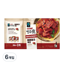 청정원 바로 eat 안주야 매콤쫄깃 육포, 30g, 6개입