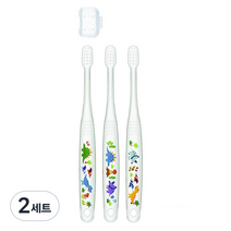 스케이터 유아 칫솔 3p + 캡 세트, 공룡, 2세트