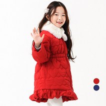 아동용 하트 프릴 롱 패딩점퍼