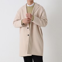 지지블랙 남성용 로건 캐시미어 울 세미오버핏 프리미엄 싱글 코트