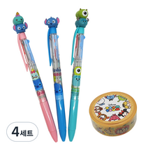 디즈니 스티치 몬스터 마스코트 3색볼펜 3p + 마스킹테이프, 스티치, 몬스터(볼펜), 랜덤발송(테이프), 4세트