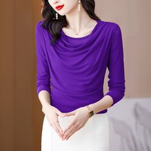 아뗄릭 여성용 빅사이즈 풍성 셔링 기모안감 이너 티셔츠 01594