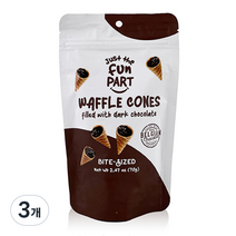 저스트더펀파트 와플콘 다크초코 과자, 70g, 3개