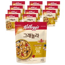 켈로그 고소한 현미 그래놀라 사르르 큐브 시리얼, 500g, 12개