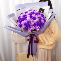 이플린 조화 비누꽃 장미 대형 꽃다발 100송이, 퍼플혼합