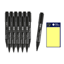 모나미 시그마플로 생잉크 유성매직 120 블랙 12p + 투코비 스티키 메모패드 세트, 노랑, 1세트