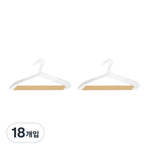 모노플랫 원목 포인트 정장 옷걸이, 화이트  + 우드, 18개입