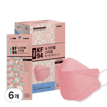 CLEANWELL 뉴크린웰 황사방역용마스크 대형 KF94, 30개입, 6개, 핑크