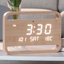 플라이토 우드 네이쳐 인테리어 LED 탁상 벽시계 23cm, 메이플