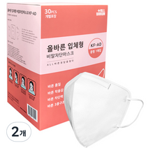 더올바른 입체형 비말차단 마스크 중형 화이트 KF AD, 30개입, 2개