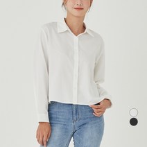 AFINAR 여성용 베이직 세미크롭 셔츠 블라우스