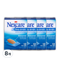 3M 넥스케어 숨쉬는 방수밴드 투명 일반형 10매, 8개
