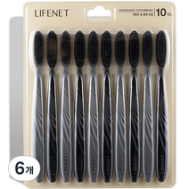 라이프넷 개운한 숯 이중 미세모 칫솔 블랙, 10개입, 6개