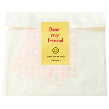 도나앤데코 베이직 화이트 기프트 페이퍼백 50p + 디어 스마일 사각 스티커 50p, 옐로, 1세트