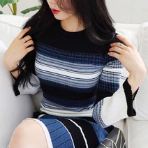 페이퍼먼츠 배색 스트라이프 슬림핏 니트 원피스 6464