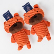 딩동펫 반려동물 장난감 곰인형 22 x 14 cm, 오렌지, 2개입