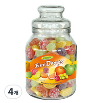 우기 믹스후르츠향 드롭스 병 캔디, 966g, 4개
