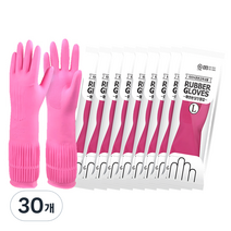 하얀손산업 하얀손달인 고무장갑 대, 핑크, 대(L), 30개