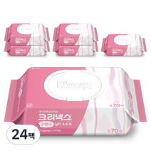 크리넥스 수앤수 실키 소프트 오리지널 물티슈 캡형, 70매, 24팩