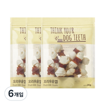 더주스 Think your dog teeth 딩고 소가죽 강아지 껌 소 15p, 오리우유껌, 6개입