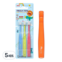 메가텐 키즈 360 어린이 유아칫솔 1단계 3P + 케이스세트, 5세트, 혼합색상