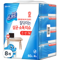 스카트 잘닦이는 살균 소독 티슈 60p, 2개
