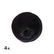 당고머리 부분가발, 내츄럴블랙, 4개