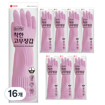 롯데이라이프 착한 고무장갑 대, 핑크, 대(L), 16개