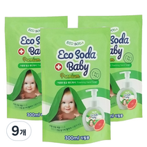 에코소다 베이비 핸드워시 자몽향 리필, 300ml, 9개