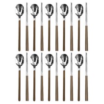 윌리브 국내산 304스텐 드고아 세라믹 수저 10벌 세트, 초콜릿, 숟가락 10p + 젓가락 10p