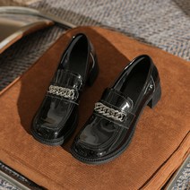 루비코코 여성용 유광 컴포트 체인 키높이 로퍼