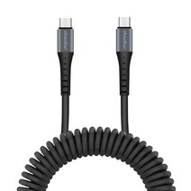 옵시디언 차량용 USB C to C 핸드폰 스프링 코일 PD 초고속 충전케이블 60W 3A, 70cm, 1개