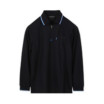 베이직플러스 남성용 포인트 배색 지퍼 쿨론 넥 카라 긴팔 티셔츠 BSH-61