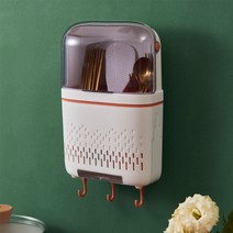 MEO 벽걸이 겸용 3구 수저통, 화이트 + 오렌지, 1개