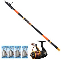아스펜 스트롱 마스터 원투 낚싯대 + 아스펜 브레인 5000 스피닝릴 + 비케이씨 묶음추 4p 세트, 혼합색상