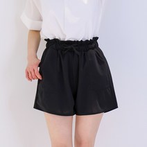 여성용 A라인 루즈핏 셔링주름 3부 밴딩 팬츠