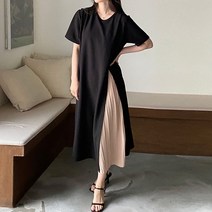 보리맘 반팔 모라 플리츠 롱 임부 원피스 a785