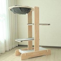 캣츠빌 고무나무 UV코팅 원목 아쭈 캣타워 H A타입, 그레이(천해먹 상단), 레드블루(하단), 그레이(카페트), 1개
