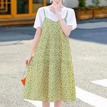 데이먼 페이크 투피스 플라워링 뷔스티에 임산부 원피스