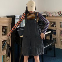 루나걸 머핀데님 멜빵 반바지