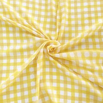 크레용 체크 비침적은 두툼 쉬폰 원단 인터록마감, 옐로